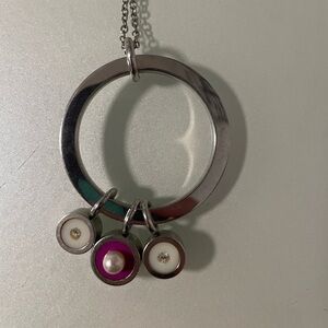 Swatch vintage stainless steel circle with charms necklace.